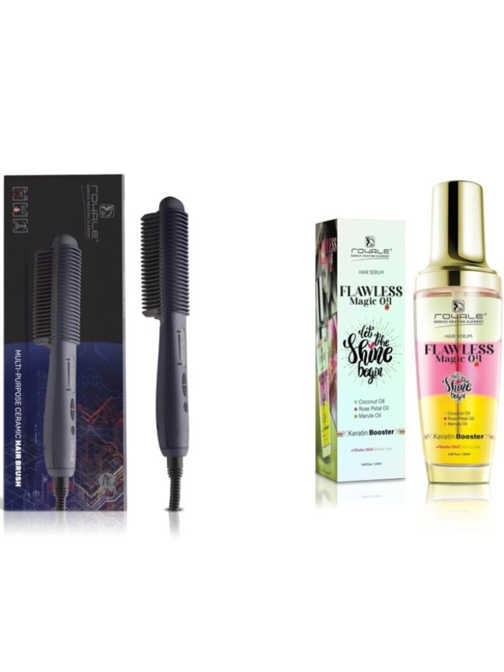 Ceramic straightening Brush and Magic flawless Oil serum